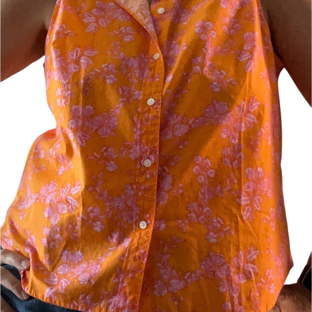 J.Crew Floral Orange Sleeveless Top
